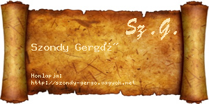 Szondy Gergő névjegykártya
